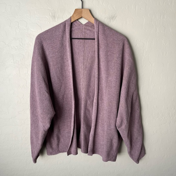 Lululemon Boxy Cotton Blend Wrap Knit Cardigan Sweater Twilight Rose Small - Picture 3 of 7